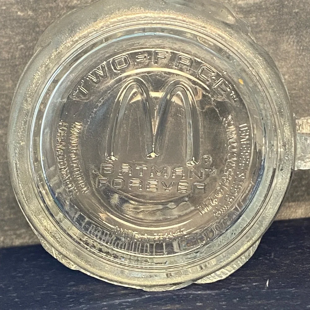 1995 McDonald’s Clear Mug of “Two-Face” w/ Coin Handle - Batman Forever